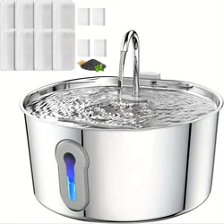 4L Stainless Steel Cat Water Fountain Dog Drinking Bowl Automatic Pet Drinker Water Dispenser for Multiple Pets
