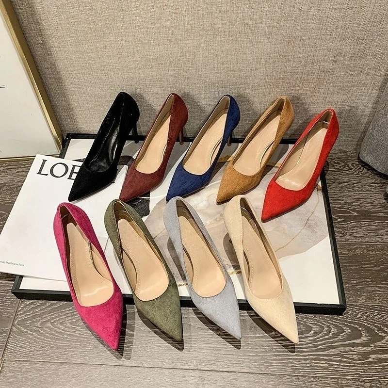 

Весенне-осенние новые туфли на тонком каблуке с острым носком на высоком каблуке, модные туфли в европейском и американском стиле, профессиональная рабочая обувь