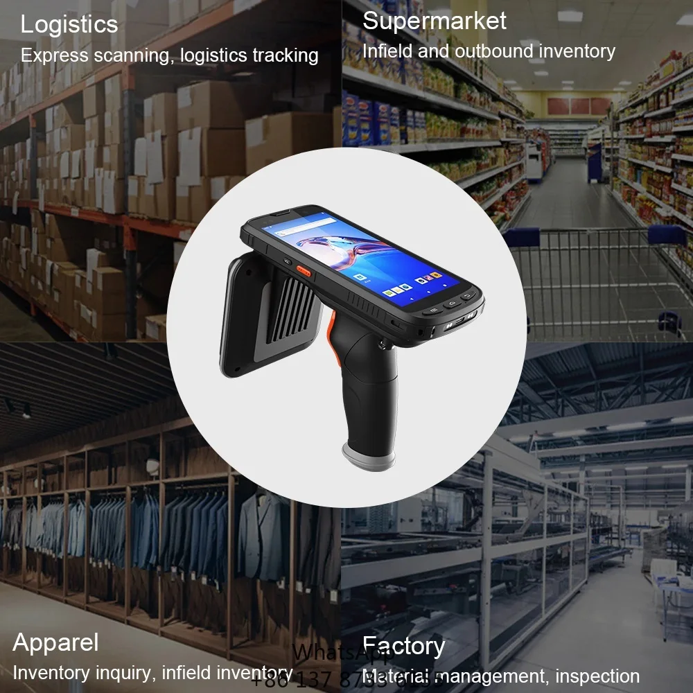 Portable Industrial RFID Reader Writer Handheld Octa-Core 2.0GHz 4G 9000mAh 902-928MHz Android Uhf Rfid PDA Warehouse Equipment