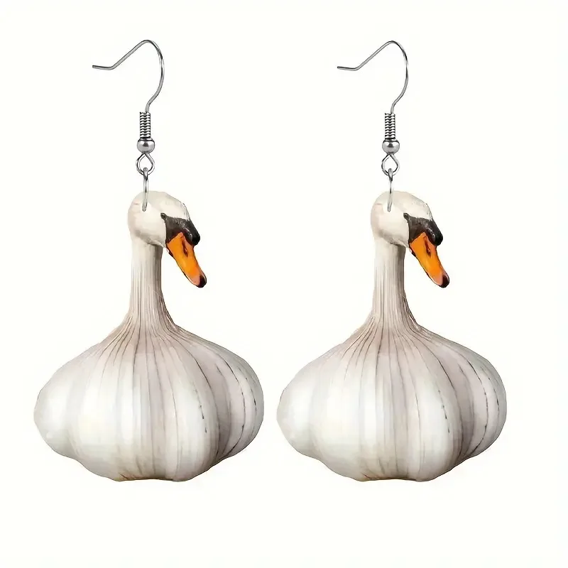 Hot Selling Whimsical Creative Garlic Duck Exclusive Design Earrings Personalized Fashion Animal Earrings Gifts for Friends