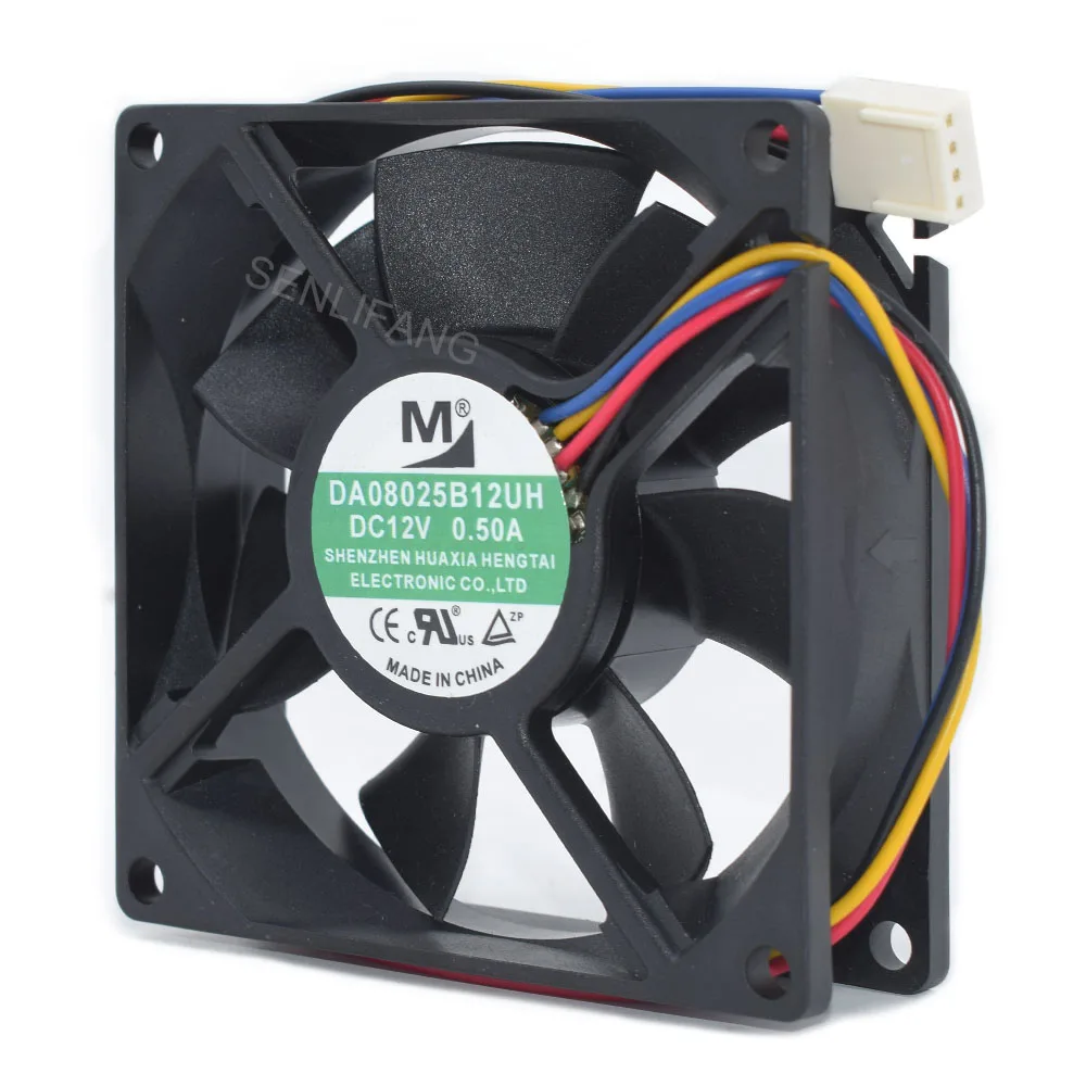 New 8CM Fan DA08025B12UH 80*80*25MM Square Cooler DC12V 0.50A 4Lines Inverter Power Cooling