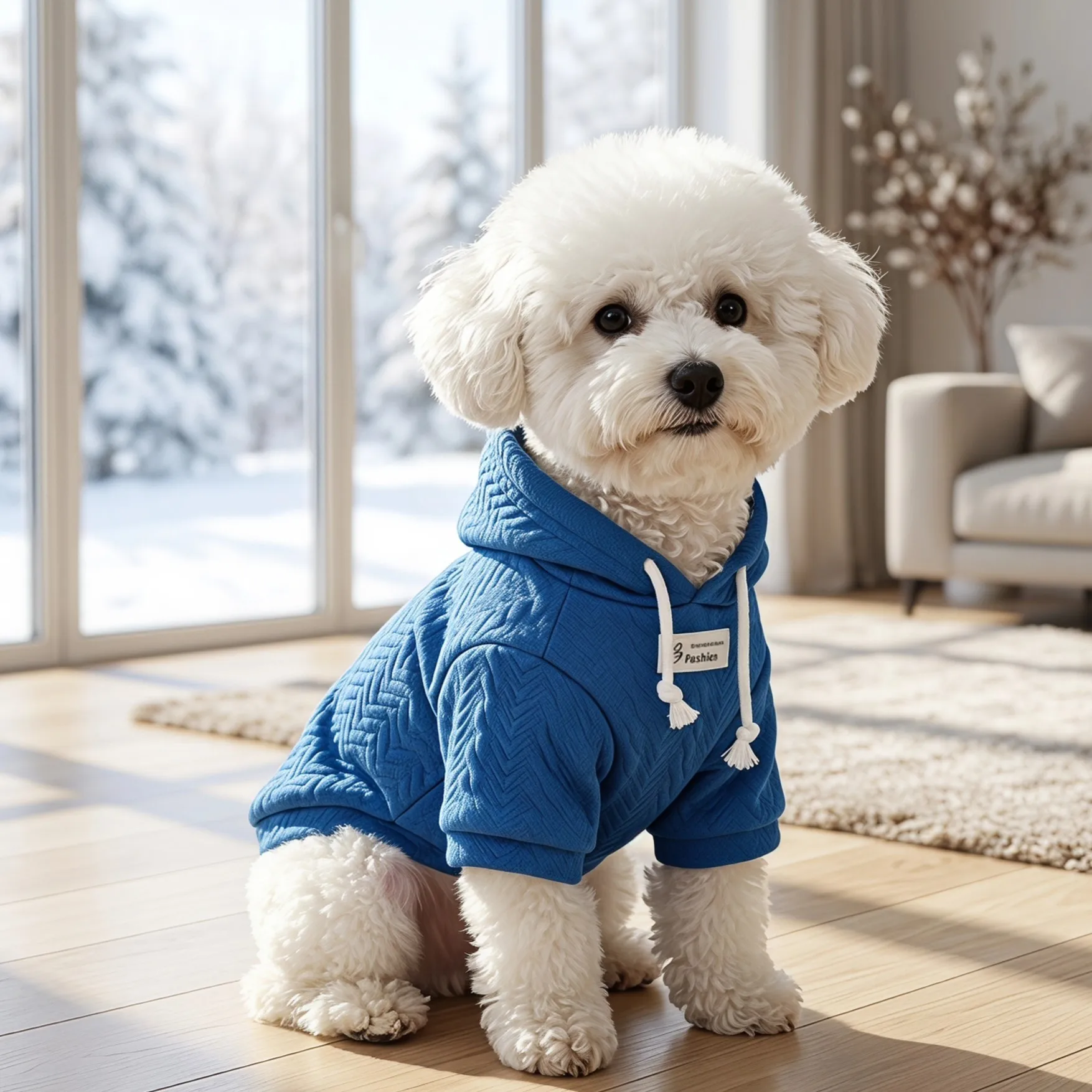 Hundeweste für Herbst und Winter, Plüschweste für Haustiere, Hundekleidung mit Liebesmotiv, Weste für Haustiere mit Zugriemen, dicke und warme Hundeweste. – Detail 9