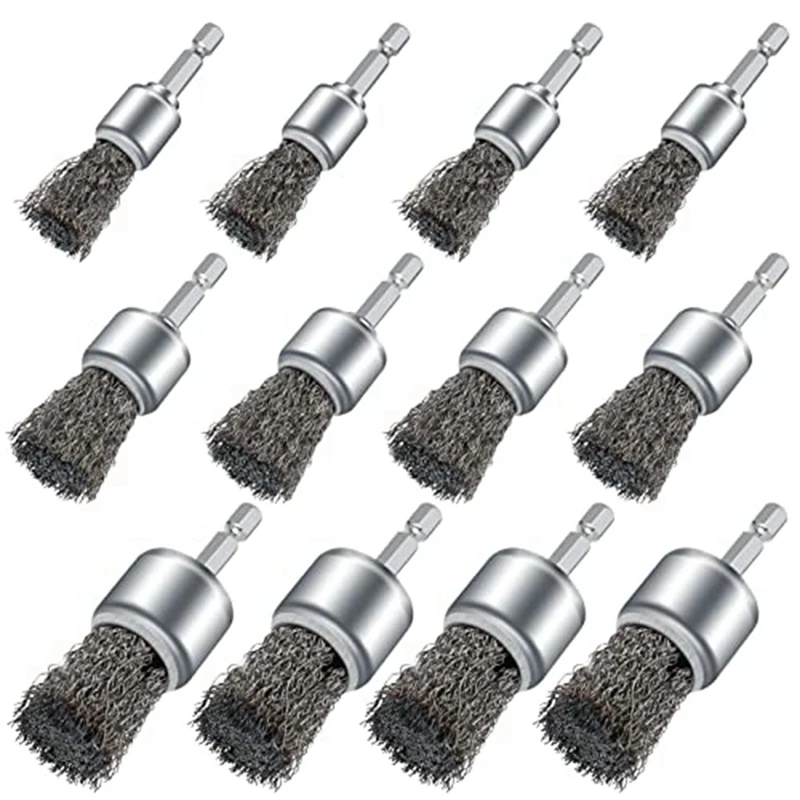 12PCS Wire Brush Wheel For Drill Wire Wheel Cup Brushes For Drill Paint Surface Rust Removal And Small Spaces