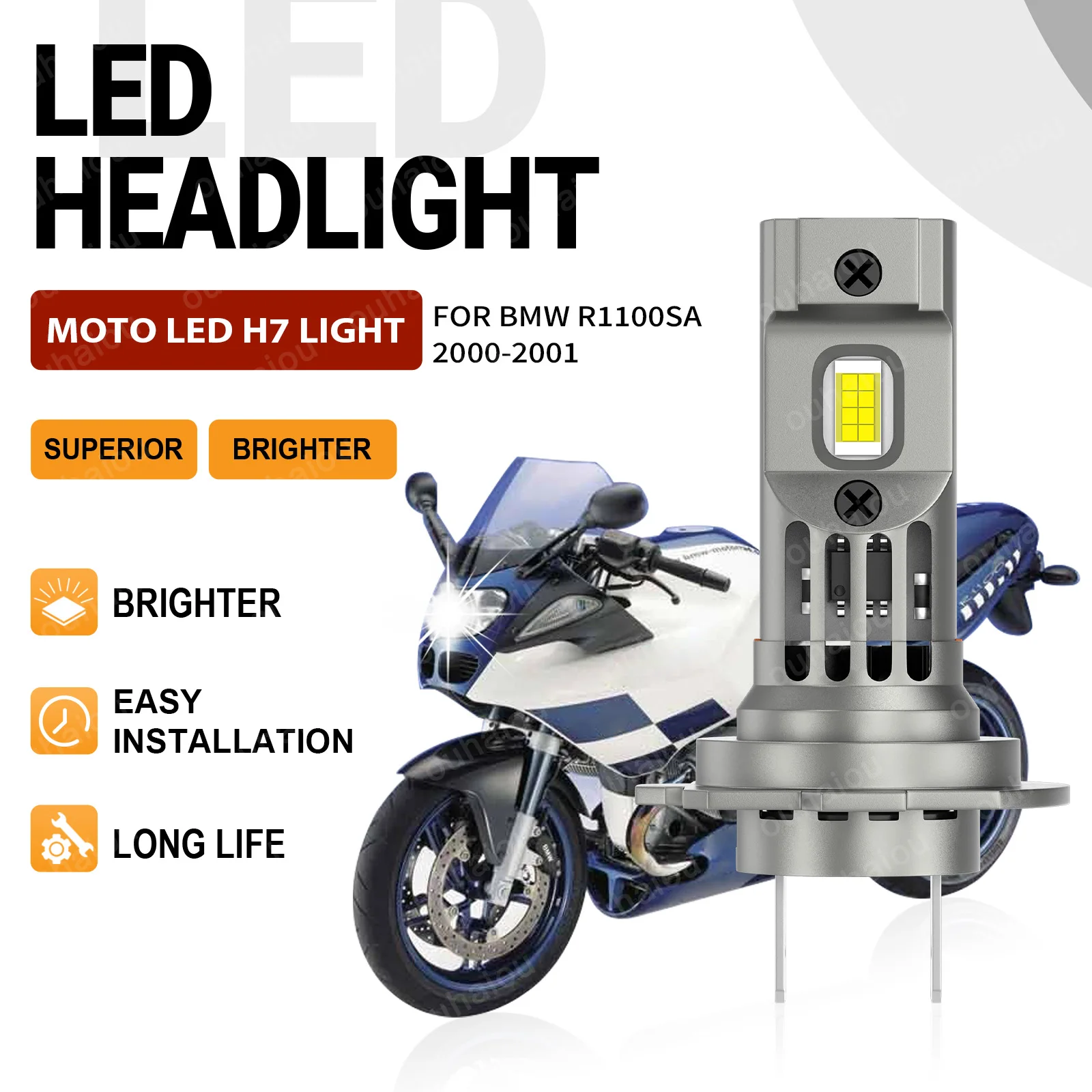 

For BMW R1100SA 2000 2001 1PCS Canbus Error Free Motorcycle LED Headlight High/Low Bulb H7 All In One Design Motorbike Bulbs