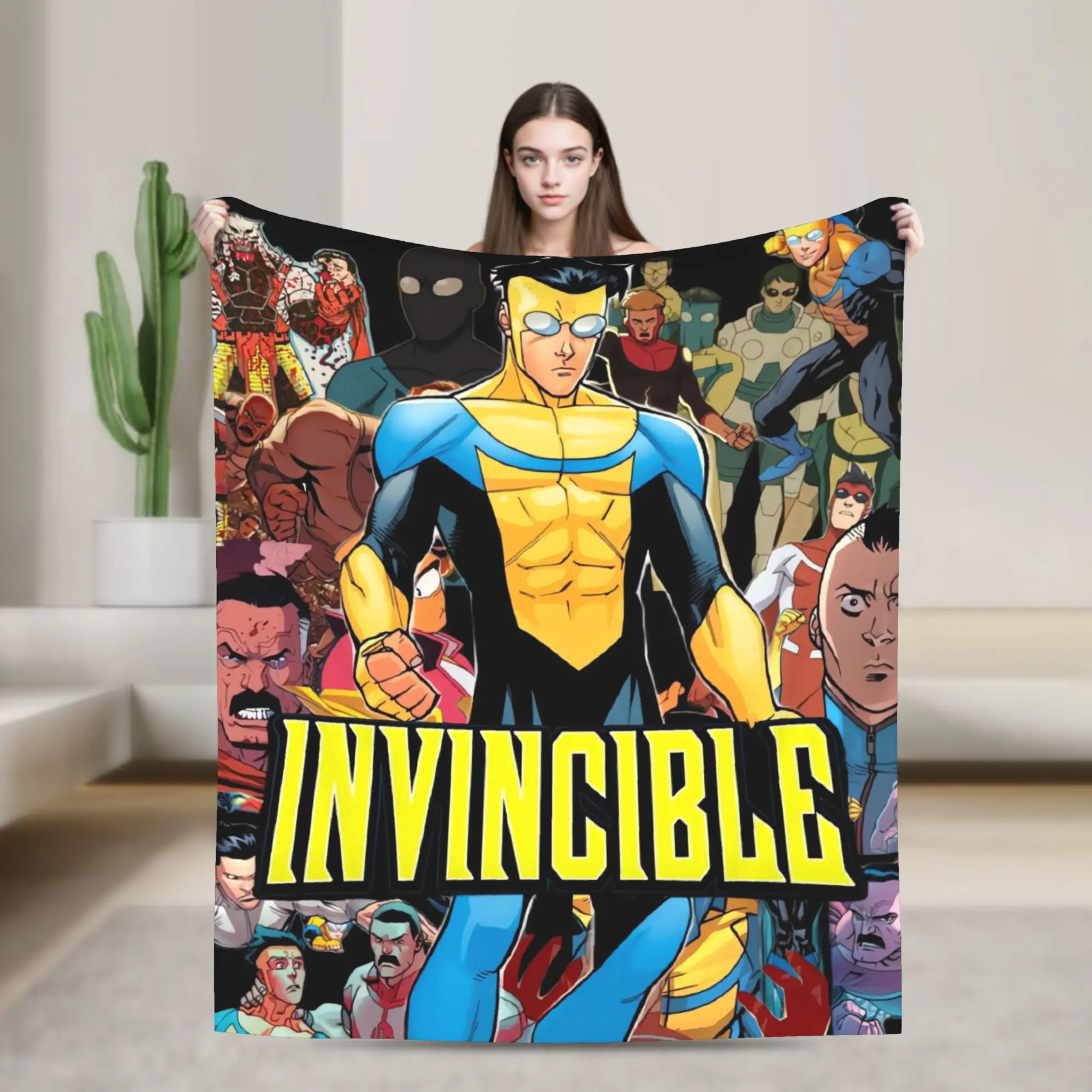 Invincible Hero Collage Blanket Quality Warm  Throw Blanket Winter Travel Office Home Decor Pattern Bedspread