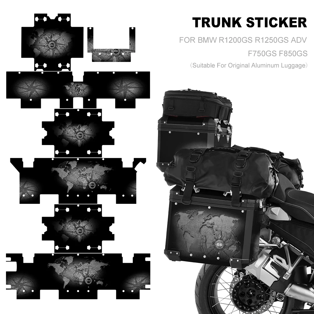 Motorcycle Accessories Trunk Decorative Stickers For BMW R1200GS R1250GS Adventure Aluminum Box Top Case Pannier Decals Set