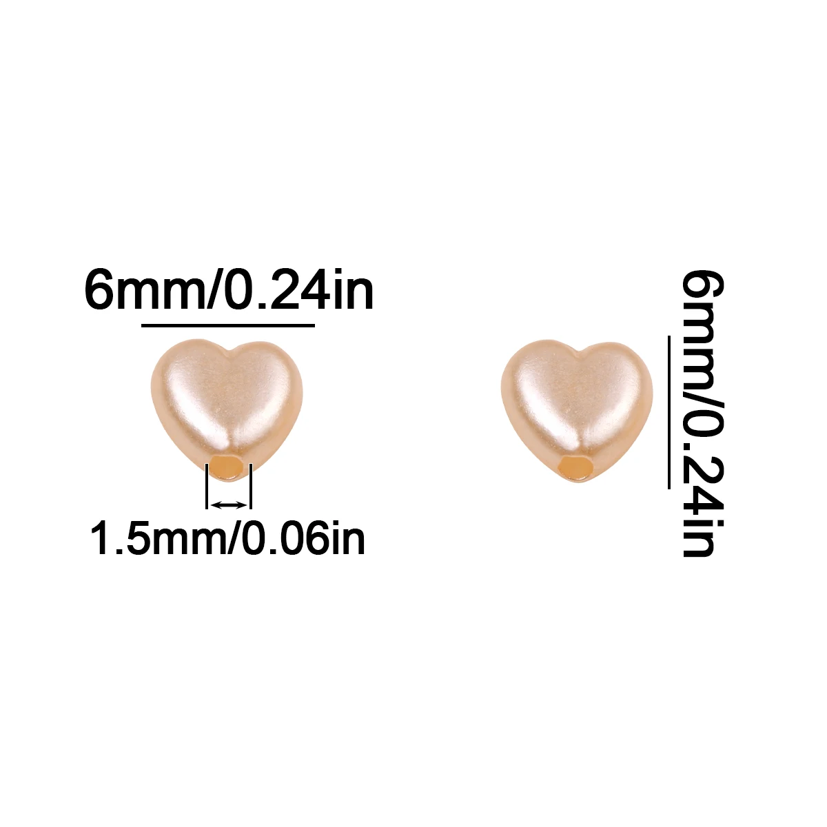 6mm Acrylic Heart-Shaped Beads Champagne Color Handmade DIY Jewelry Making Bead Loose Bracelets Necklaces Decorative Accessories