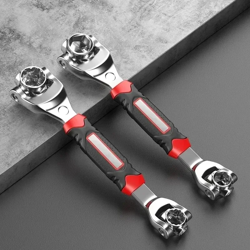 52 in 1 Universal Socket Spanner Wrench Double End Ratchet Socket Wrench 360° Rotating Double-Ended Non-Slip Handle Tool Wrench