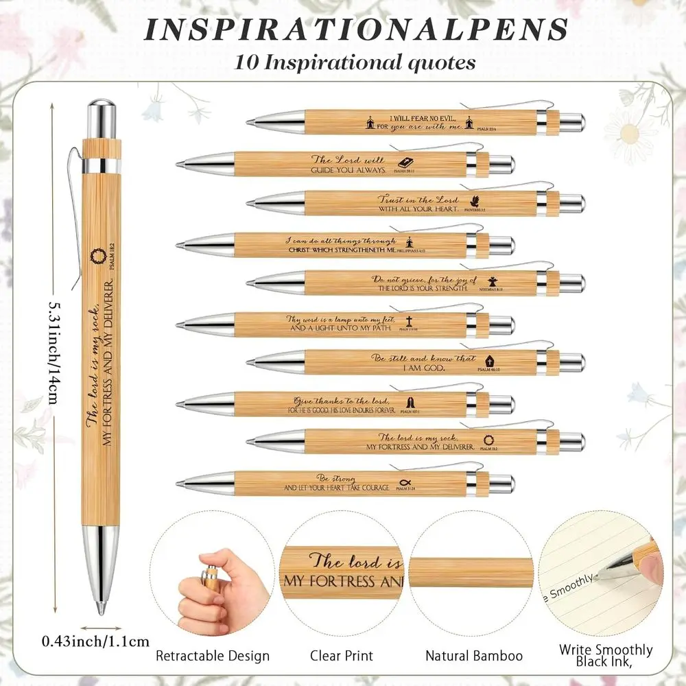 Quaderni cristiani sfusi con citazioni biblici ispiratrici, penna adesiva - Regali di Natale ideali per il personale della chiesa e dell'ufficio