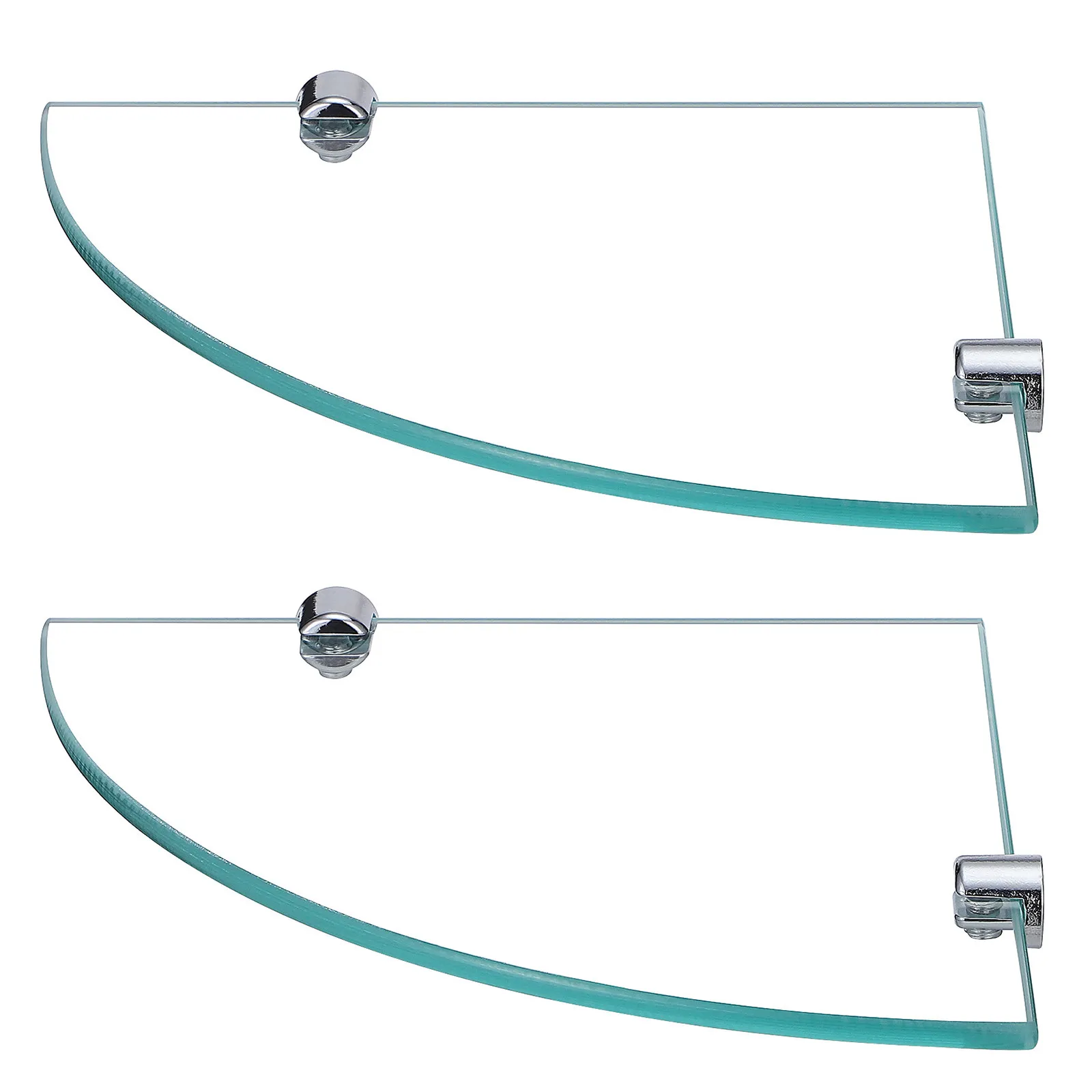 2Pcs Glass Corner Shower Shelf Wall Mounted Bathroom Organizer 9.45x9.45x0.24 for Shampoo Lotion Sponge