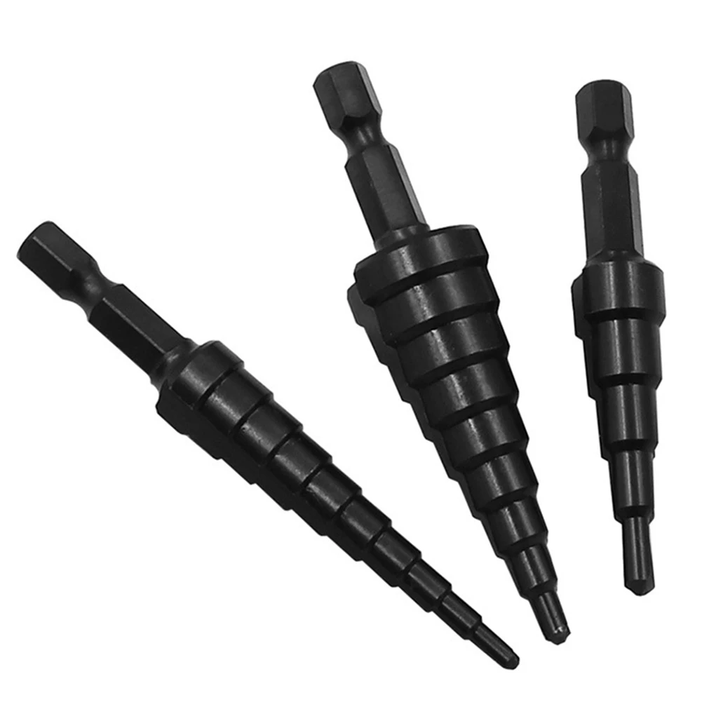 Reliable Nitrogen Coated Straight Groove Step Drill Bit Set 3 12mm 4 12mm 4 20mm Hole Cutters for Precise and Consistent Cuts