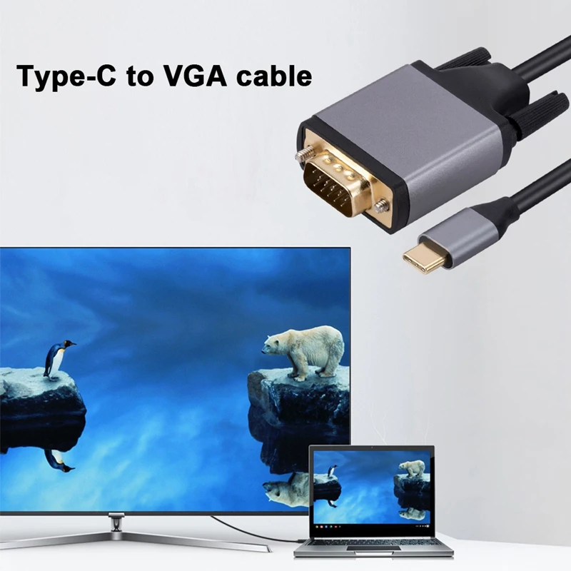 TYPE C to VGA Cable USB 3.1 to VGA Adapter 10Gbps HD Screen Cord for PC Laptop Monitor