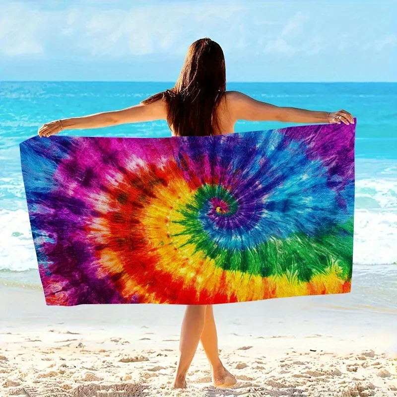 Vibrant Tie Dye Beach Towel Sarong Summer Resort Wear Tropical Print Beach Blanket Boho Waterproof Home DecorGiftPicnicAccessory