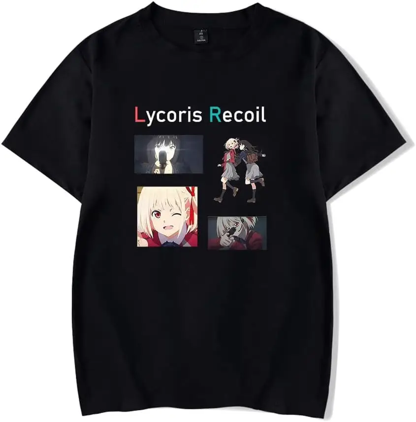 

Lycoris Recoil новая аниме футболка Merch Повседневная футболка с коротким рукавом унисекс футболка