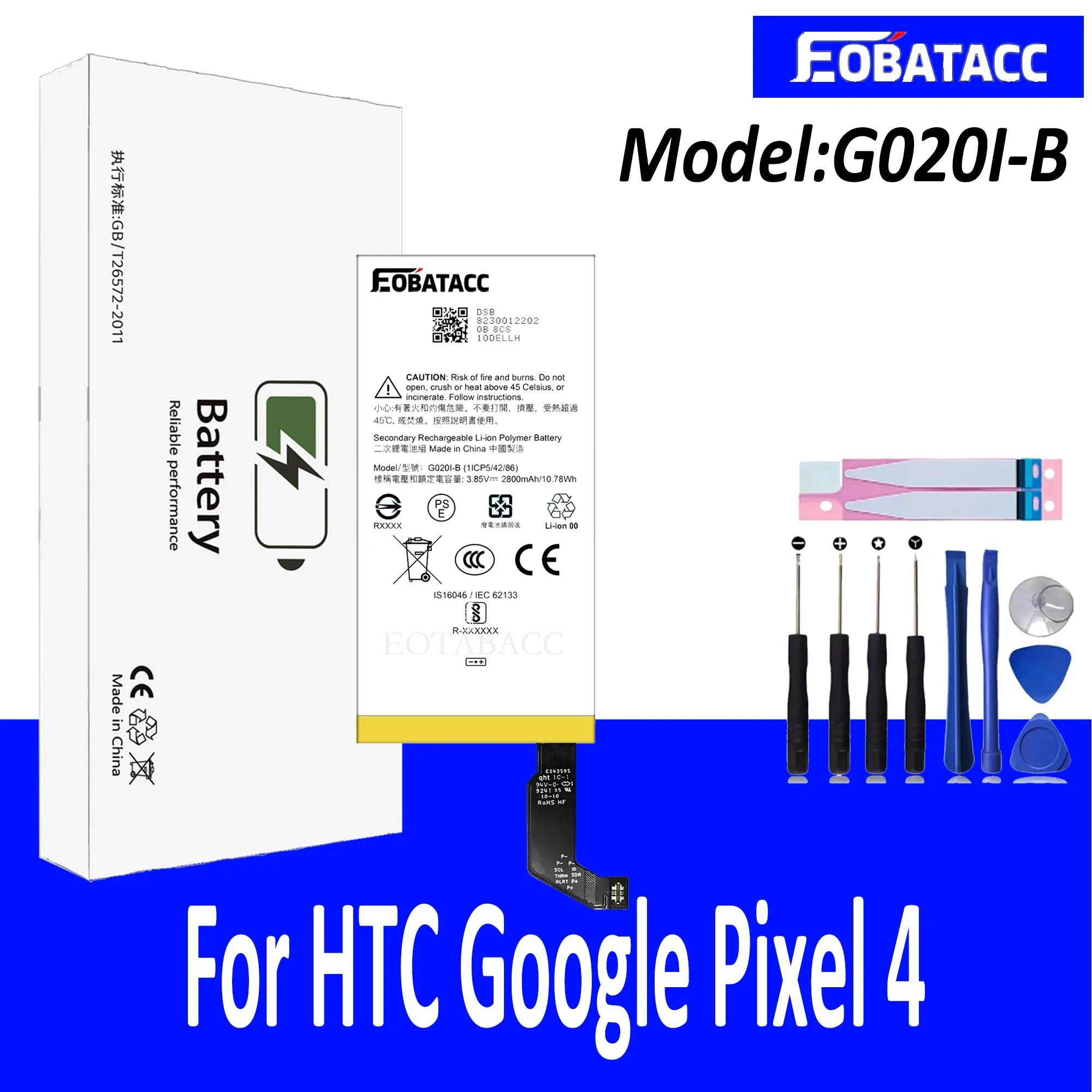 

EOTABACC 100% New Original Battery G020I-B For HTC Google pixel 4 Phone Battery +Tools