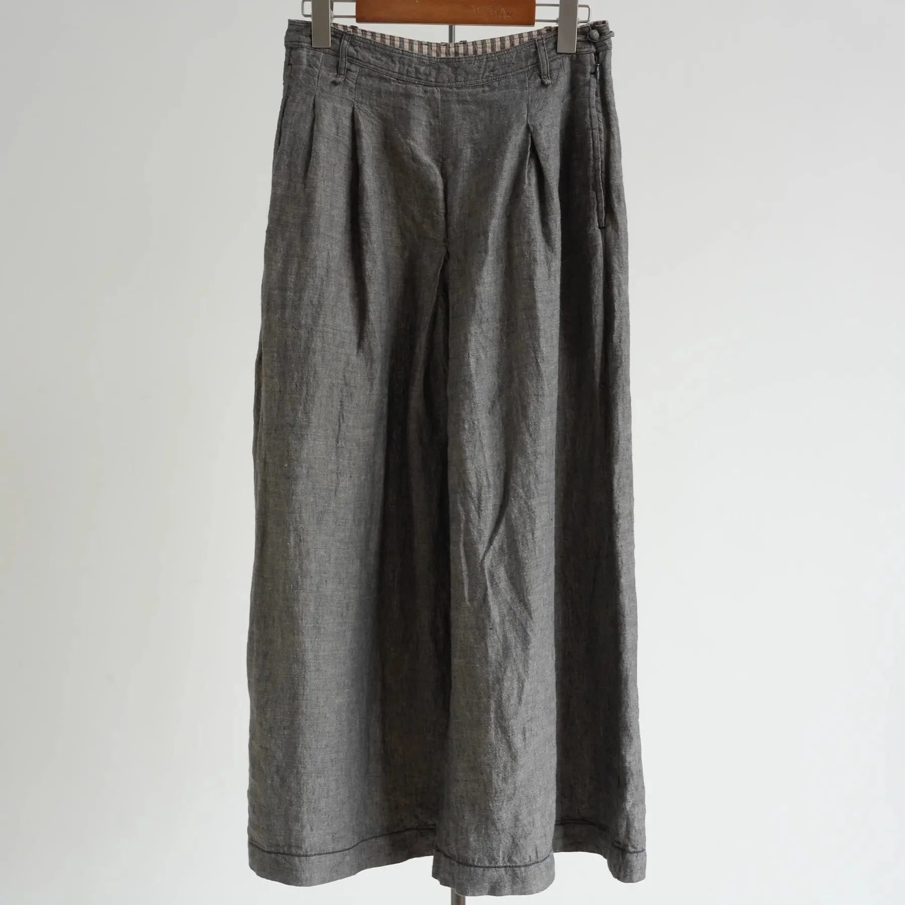 

Artistic Wide Leg Pants Color Woven Linen Side Zipper Casual Comfortable Loose Fit Long Trousers for Women Commute Sle