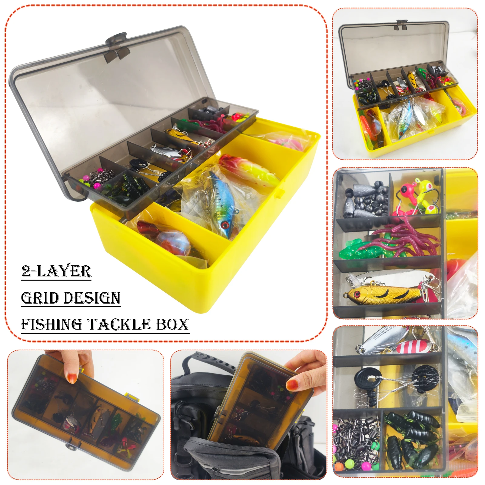 Caja de aparejos Free Fisher con kit de señuelos popper y vinilo - imagen 2