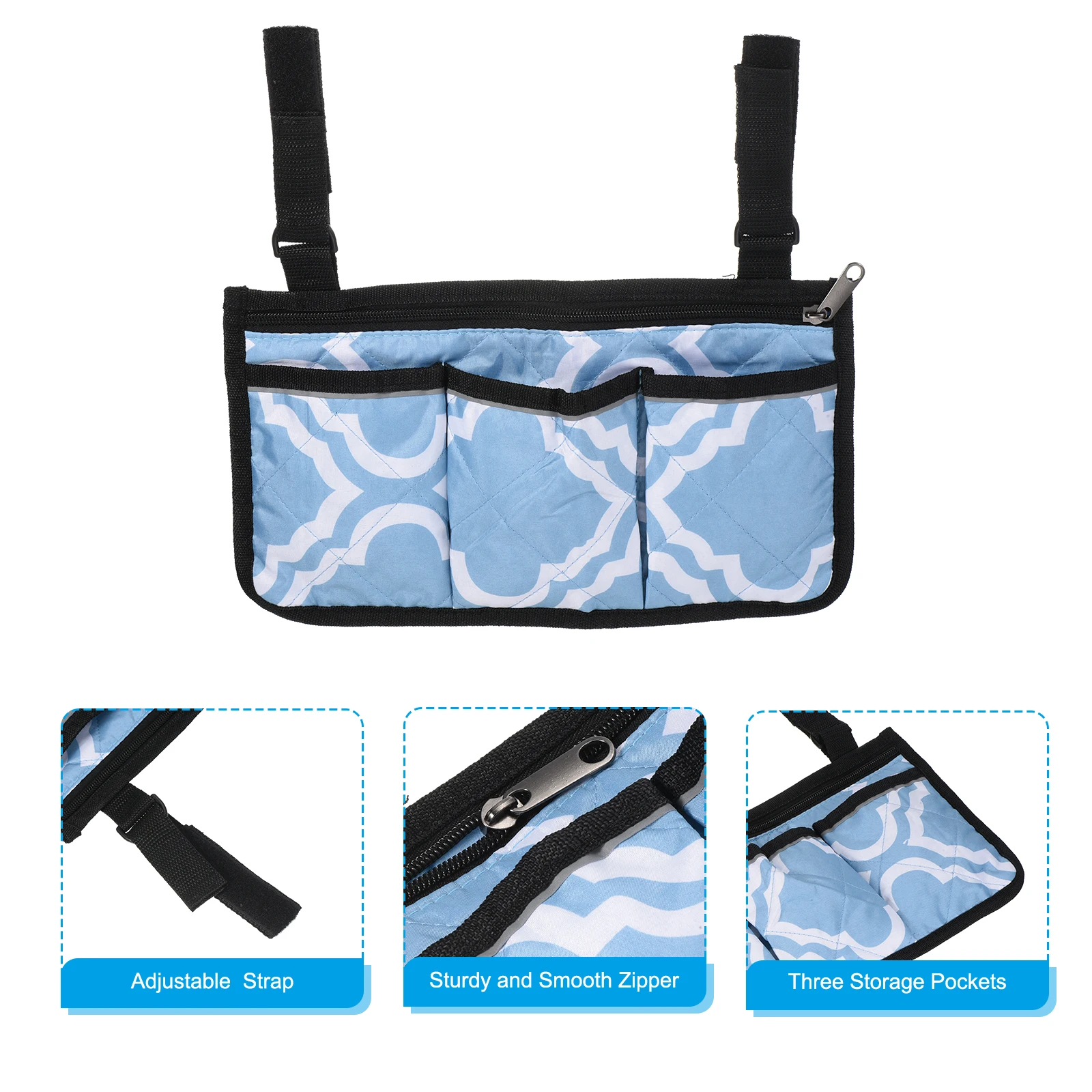 حقيبة مسند ذراع لكرسي الشاطئ مع 4 جيوب مقاومة للماء لكرسي الشاطئ وحقيبة تخزين معلقة ومسند للذراع وحقيبة للوجبات الخفيفة للتخييم