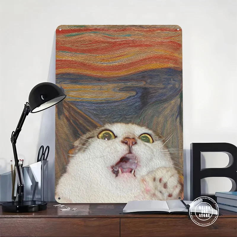 The Meow 03 Printed Poster Customized Retro Wall Art Vintage Metal Tin Signs for Home Bedroom Decoration Room Coffee Bar Decor