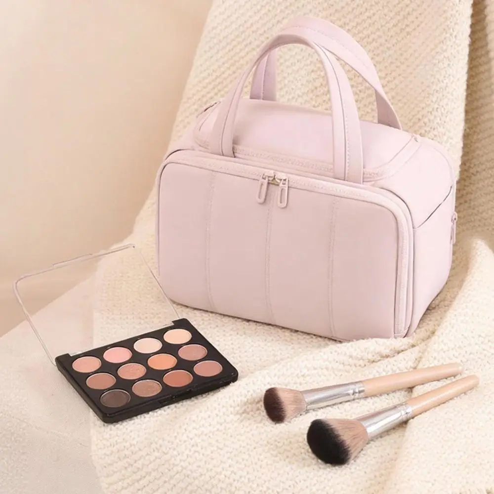 Large Capacity Travel Toiletry Bag Dry-wet Separation Adjustable Dividers Makeup Handbag Multi-Compartments Double Zipper