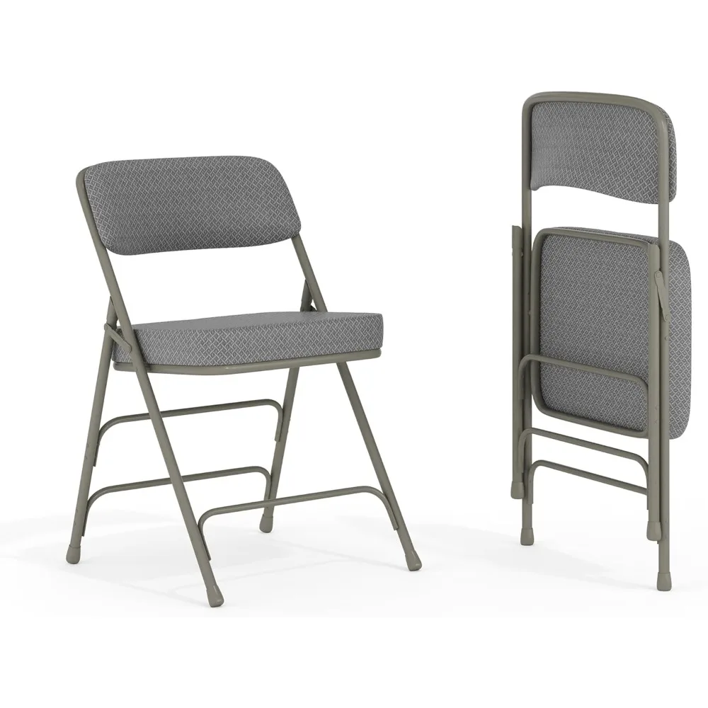 

2 Pack HERCULES Series Premium Curved Triple Braced & Double Hinged Gray Fabric Metal Folding Chair