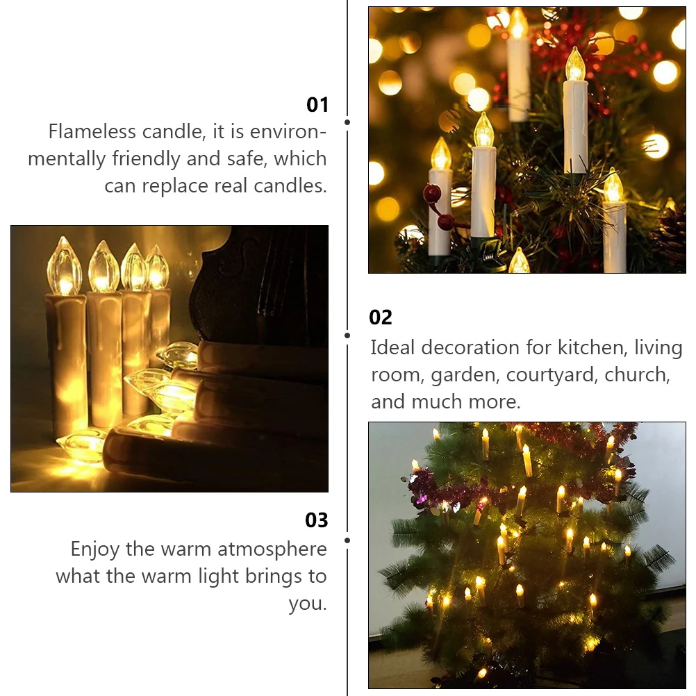 

Electronic Light Flameless Christmas Plastic Taper Party Supplies Xmas Tree Ornament LED Window Lamp with Clip Decor