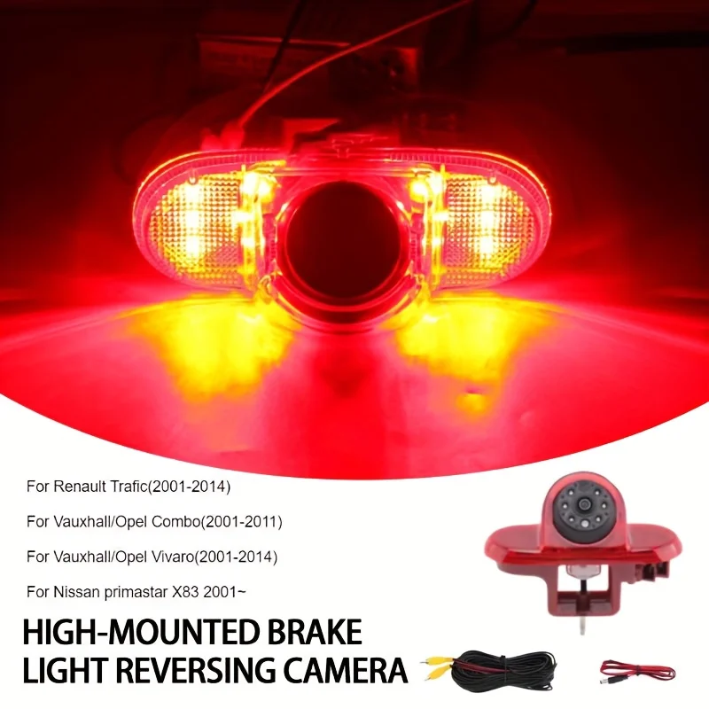Night Vision Wide Angle Car Brake Light Reversing Camera for Renault Trafic 2001-2014, Opelcombo 2001-2011, Vivara 2001-2014
