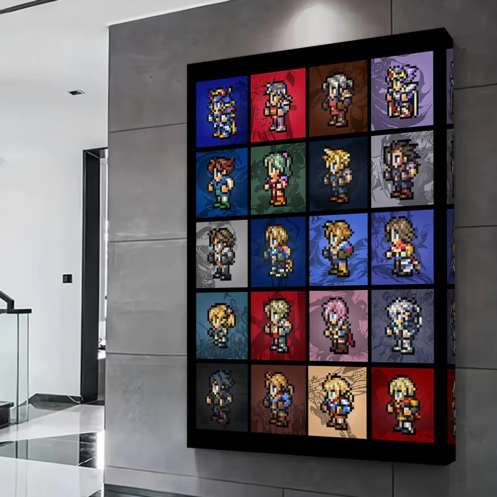 Fantasy Pixel Art Characters Printing Poster Custom Pictures Wall Art Canvas Painting Gift for Room Ornaments Bathroom Decor