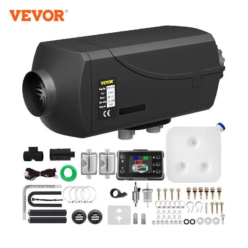 VEVOR 5KW Car Heater with Two Silencers LCD Switch 12V Diesel Air Heater for RV Bus Trailer Motorhome Boat Diesel Parking Heater