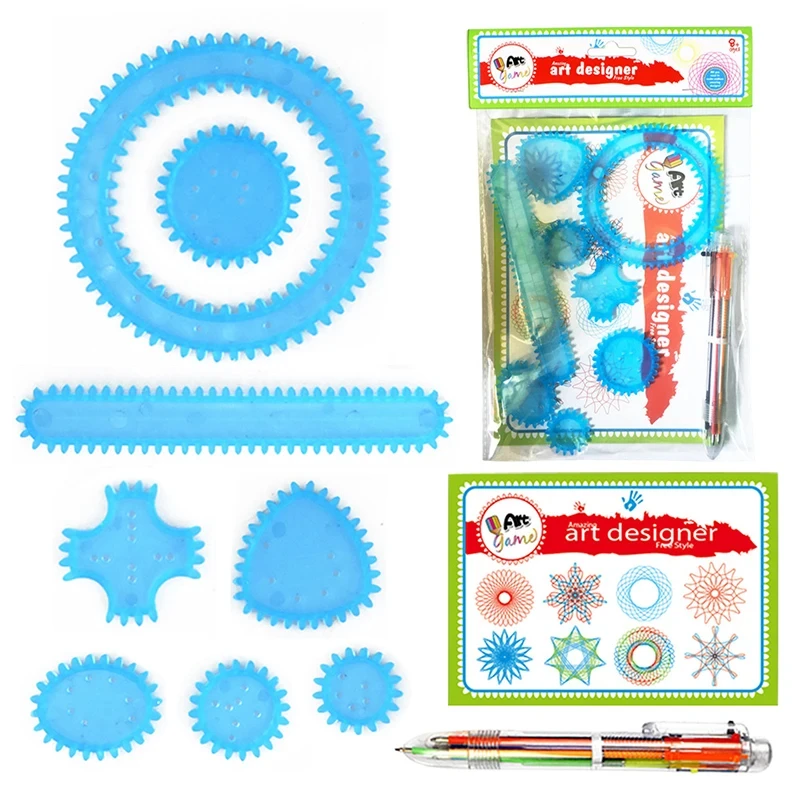 10-33pcs Spirograph Design Arts Craft Kit Classic Amazing Designs Rainbow Magic Scratch Off Paper Set Children Kids Drawing Toys