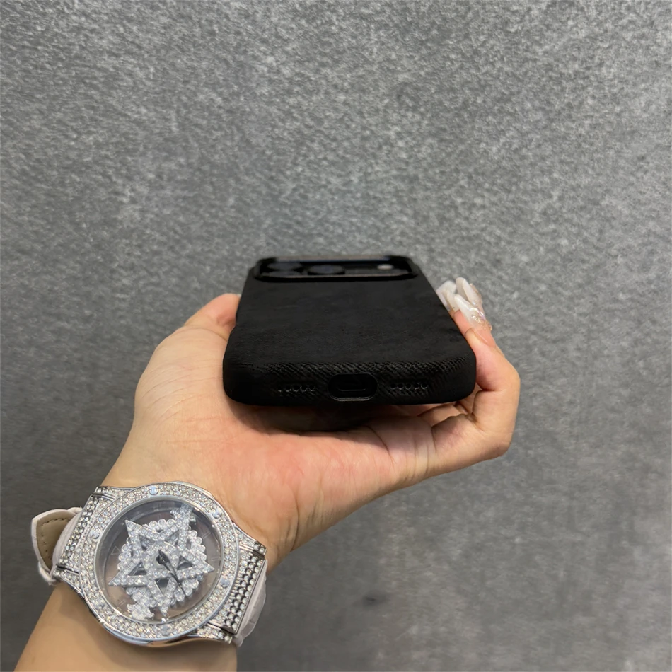 Funda magnética de cuero y fibra con marco de lente de aleación de lujo para iPhone 17 16 Pro Max 15 14 13 12 para Magsafe Retro Funda a prueba de golpes