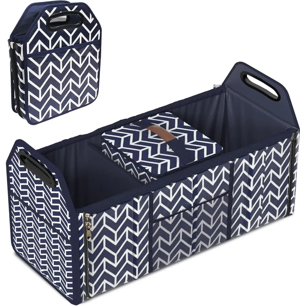 

trunk organizer, foldable car storage bag portable insulation cooler bag collapsible vehicle organizer divider storage totes wit