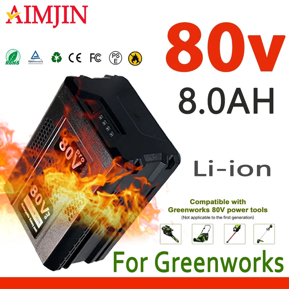 

Safe & Stable 80V 8.0Ah Battery Replacement For Greenworks PRO GBA80 Series GBA80150 GBA80200 GBA80250 GBA80300 GBA80500