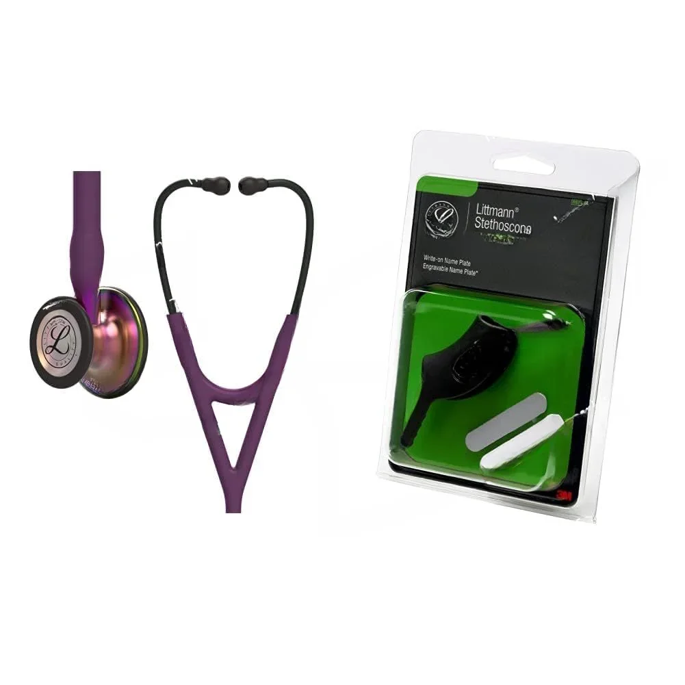 FashionFor 6205 3M Littmann Cardiology IV Stethoscope, 6205, Plum Tube, Rainbow Chestpiece Violet Stem