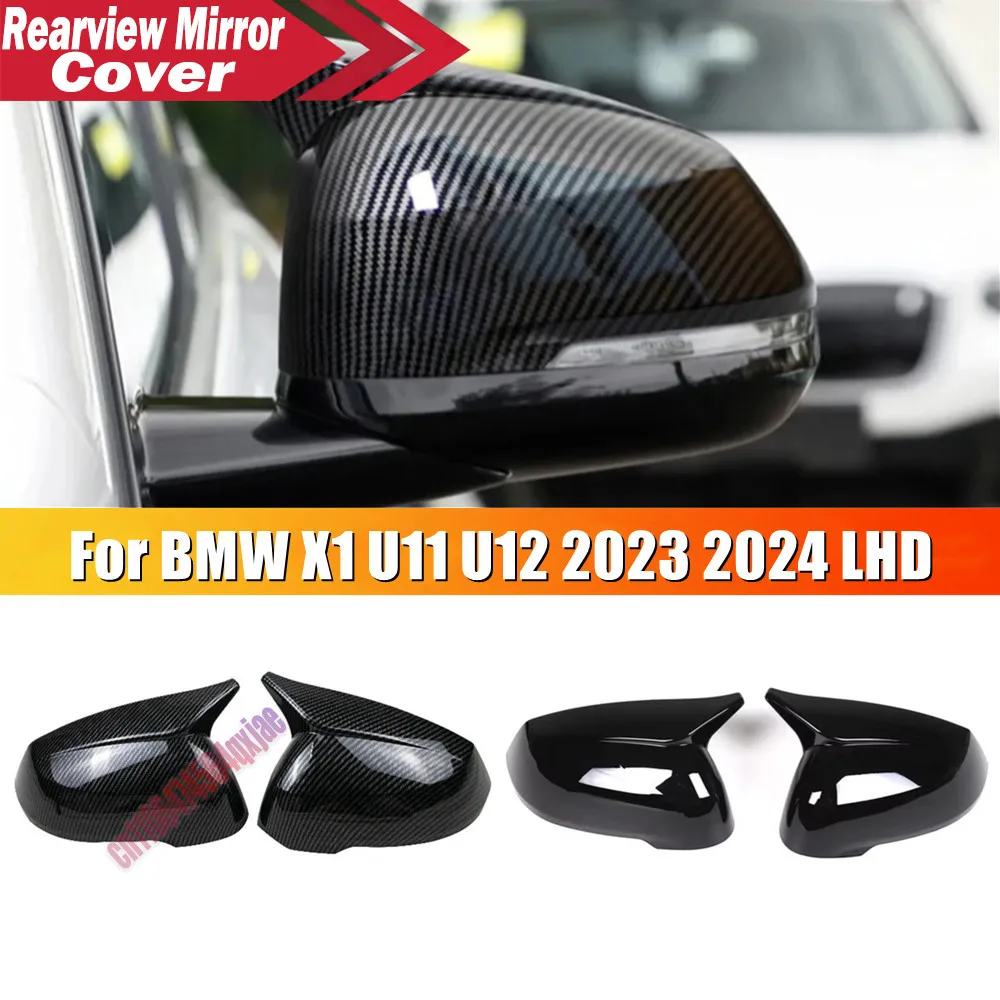 For LHD BMW X1 U11 U12 2023 2024 ABS Car Rearview Side Mirror Cover Wing Cap Exterior Door Housing Trim Adhesive Sticker