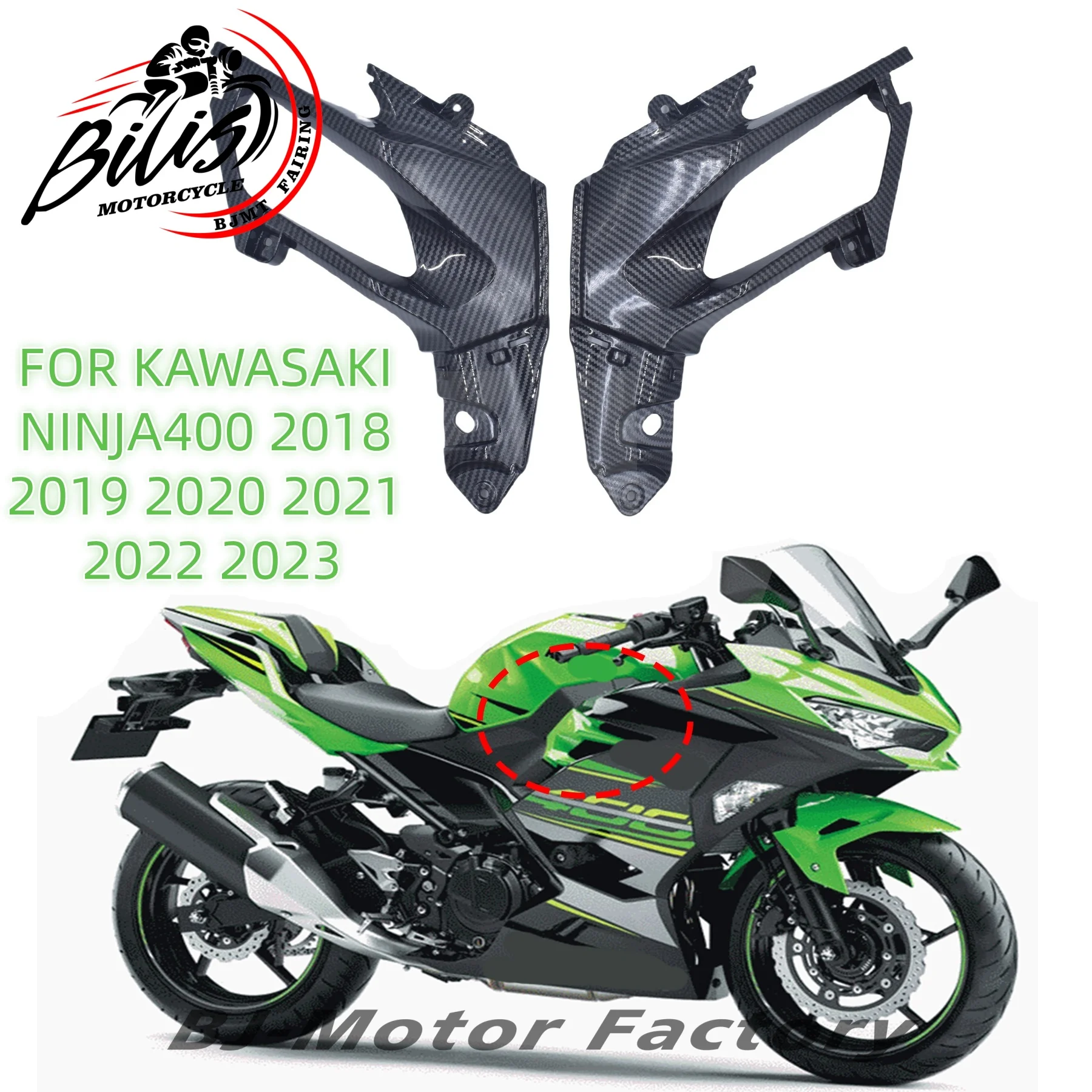 

NEW Suitable for Kawasaki Ninja400 2018 2019 2020 2021 2022 2023 ABS Fuel Tank Side Cover Motorcycle Fairing Kit