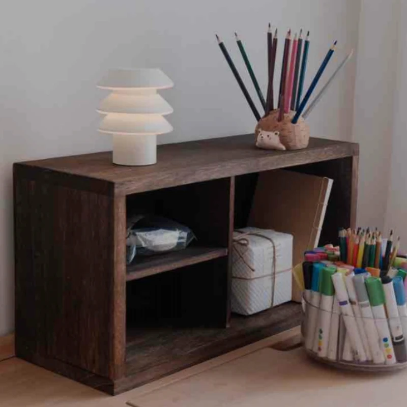 

Real Solid Wood Desktop Bookshelf Holder Walnut Color Double Layer Cup Stand Rack Organizer for Home Office Desk Storage