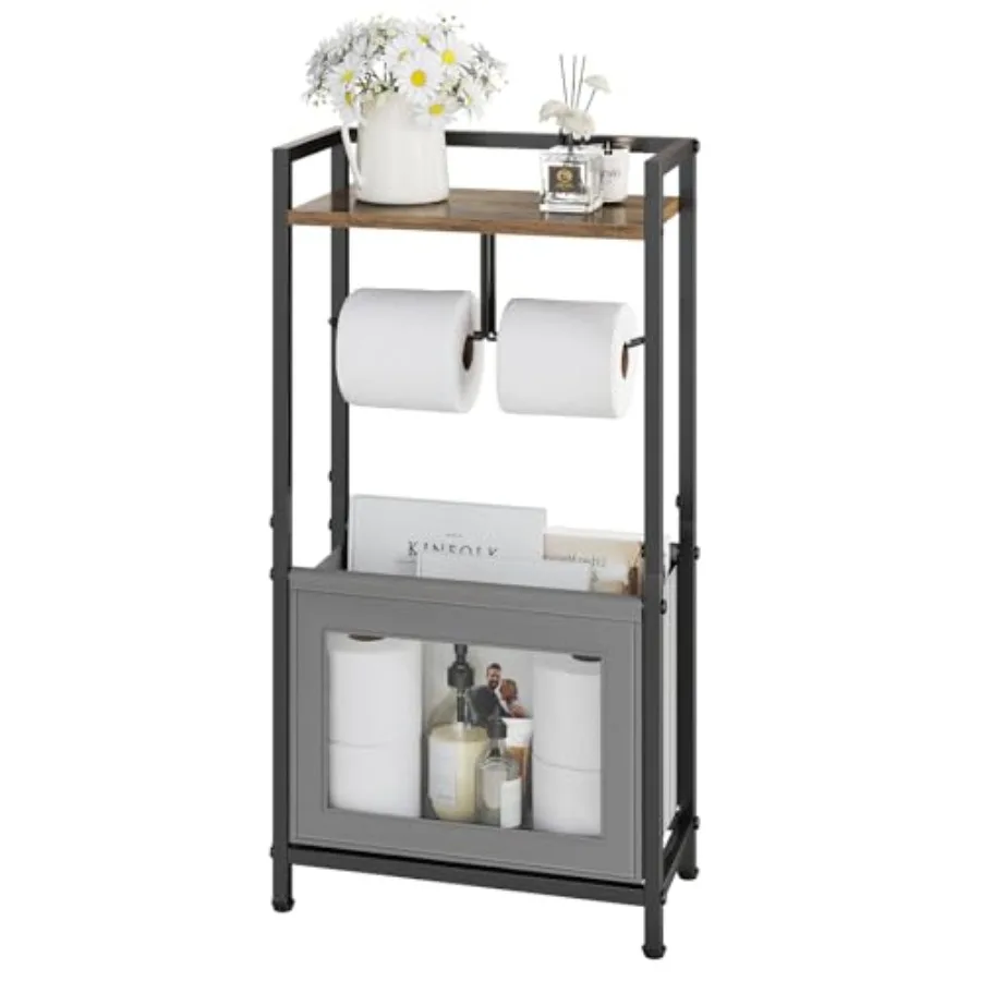 

Держатель для туалетной бумаги с корзиной для хранения, деревянной полкой и подставкой для влажных салфеток, для ванной комнаты, для небольших растений, Mel Toilet