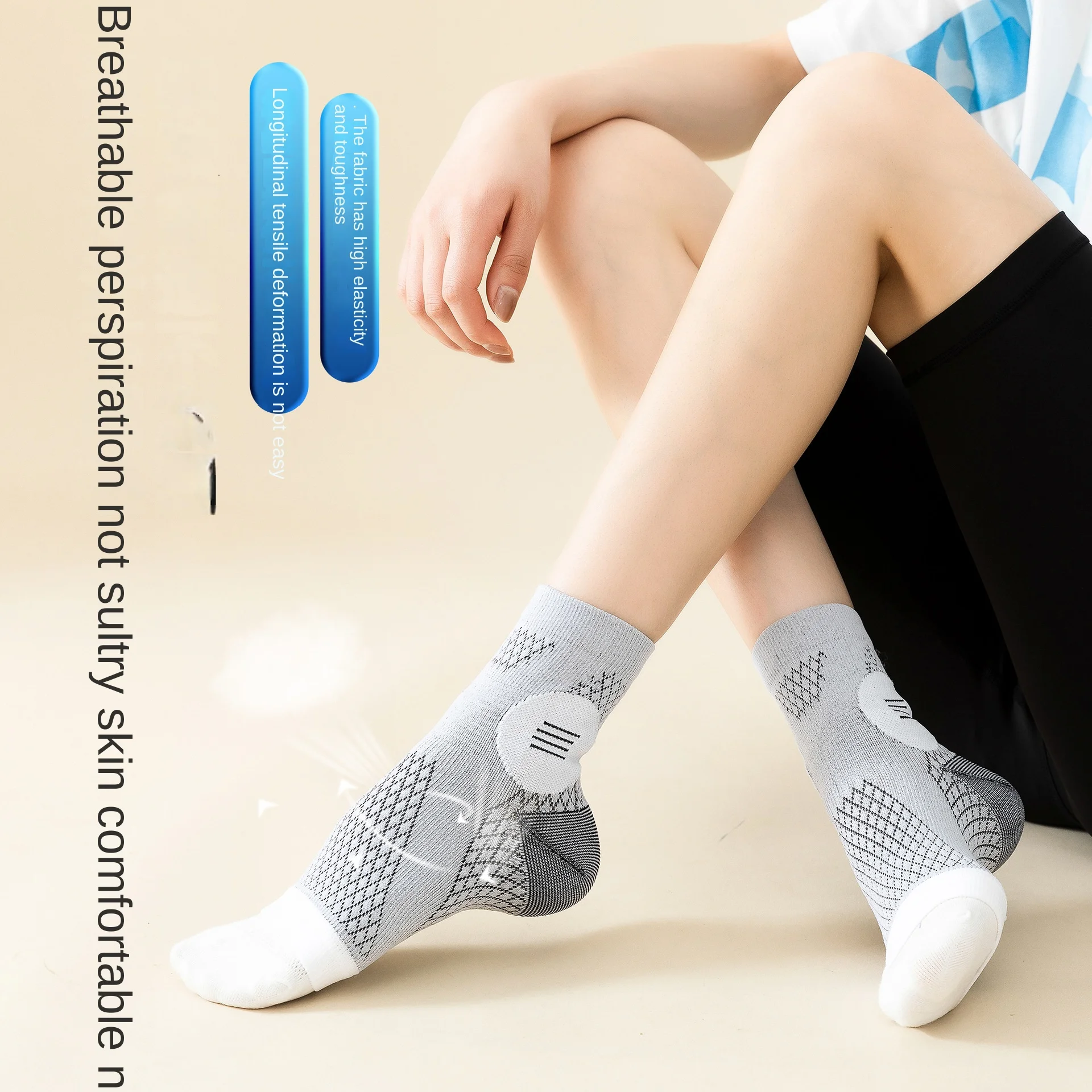 

Sock Leisure Athletic Sports Crew Dress Summer Plantar Protection Basketball Cycling Sprain Prevention Pressure Ankle B8W9