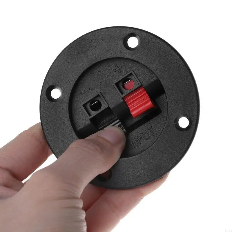 R91A 2 pezzi rotondi della piastra per altoparlanti Terminal Push Connector Blocco Blocco Amplificatore Posizionamento Clip a