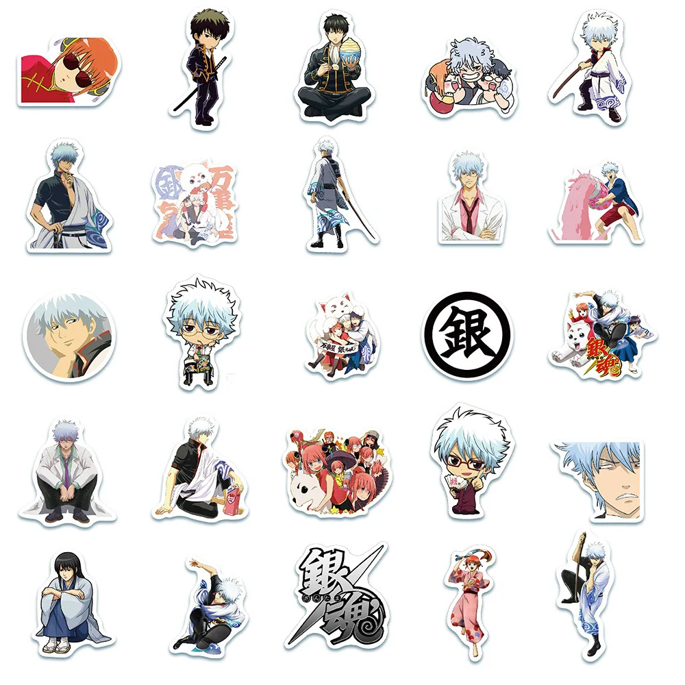 Gintama-装飾用ステッカー,ヘルメット,デスクトップ,ウォールステッカー,販売,50個