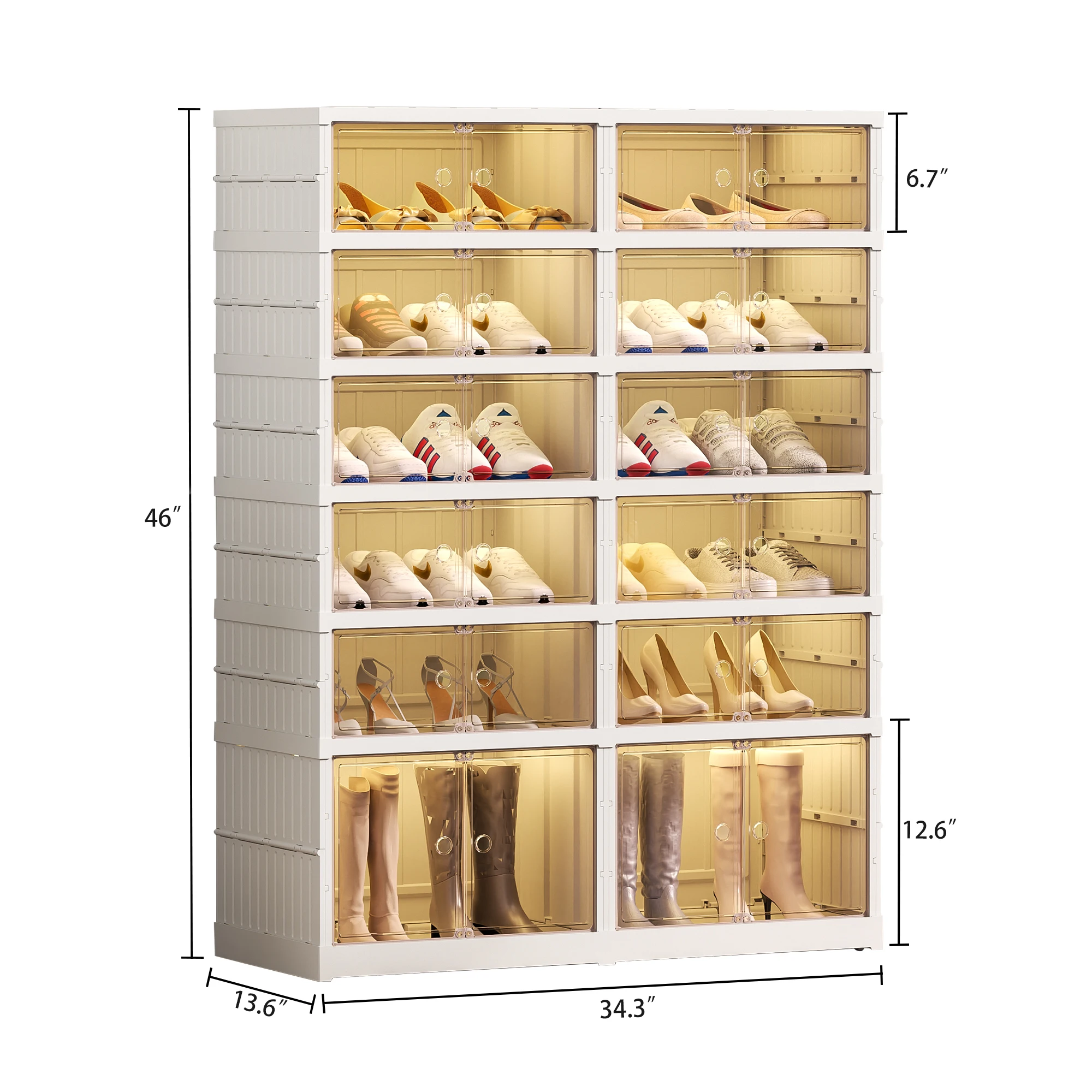 6-Tier Shoe Storage Cabinet for 24 Pairs, Portable Foldable Shoe Rack Organizer for Entryway, Large Storage Bins for Closet