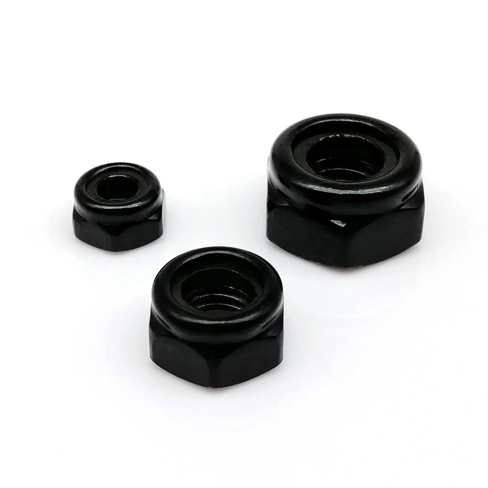 50/25/20pcs Hex Hexagon Nylon Insert Self Locking Nut Nylock Nut Locknut M2 M2.5 M3 M4 M5 M6 M8 Black Carbon Steel DIN985