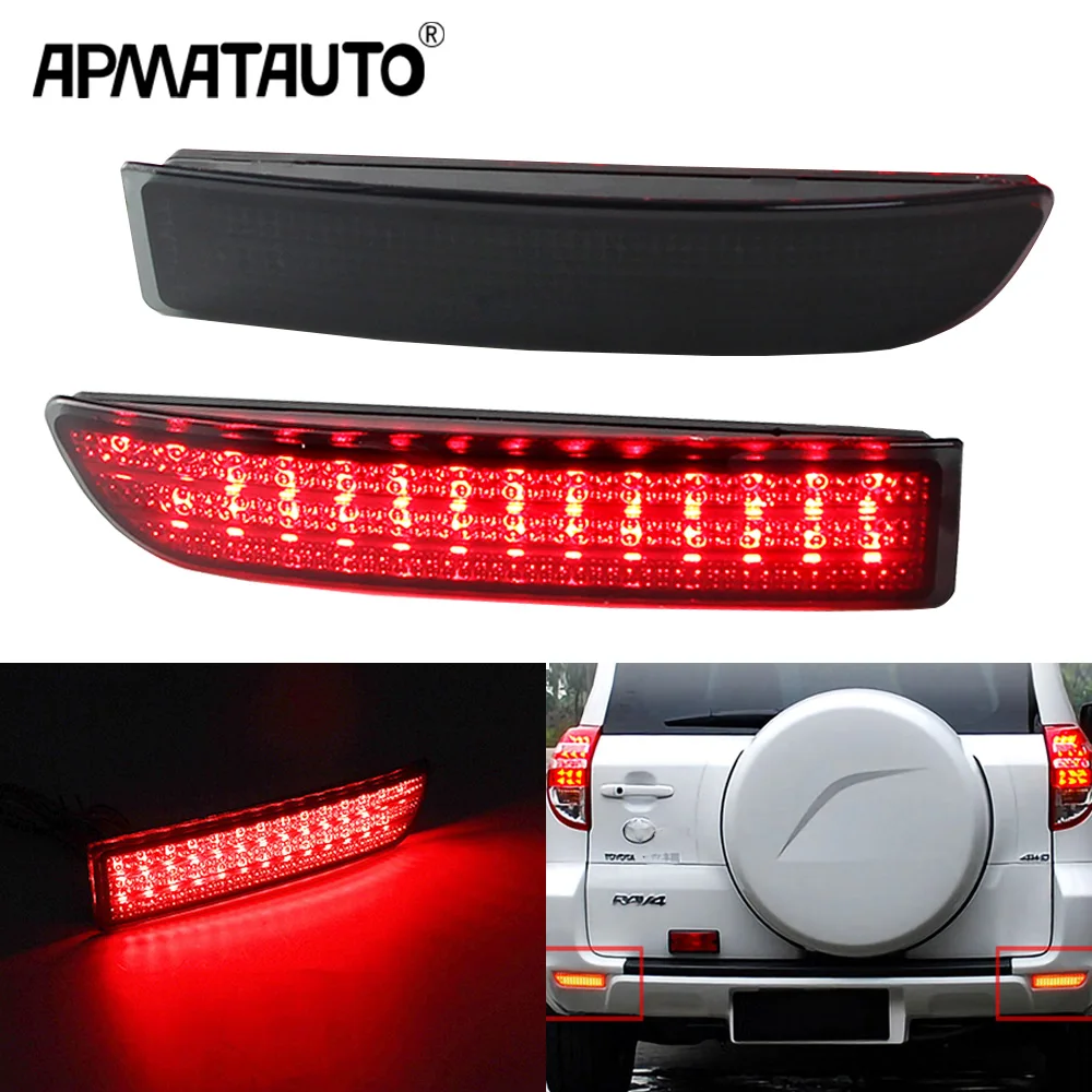 2PCS Red/Smoke Lens LED Tail Light Parking Brake Rear Bumper Fog Light Lamp For Toyota RAV4 2006 2007 2008 09-2012