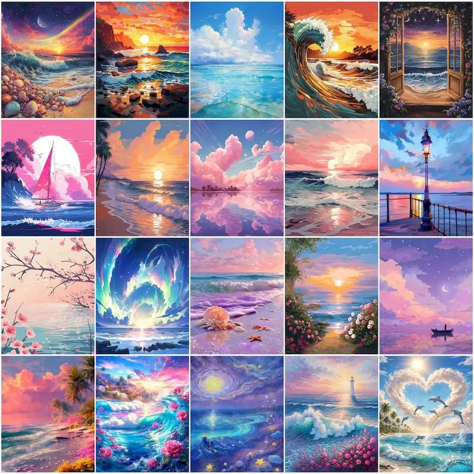 GATYZTORY Painting By Number Picture Artwork Picture Draw Drawing Landscape seascape Wall Art Picture Canvas Picture Decorative
