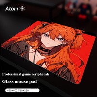 Atom Glass Gaming Mouse Pad Customizable Pattern Tempered Upgrade Smooth FPS Esports Desk Mat Gaming Accessories Valorant Apex