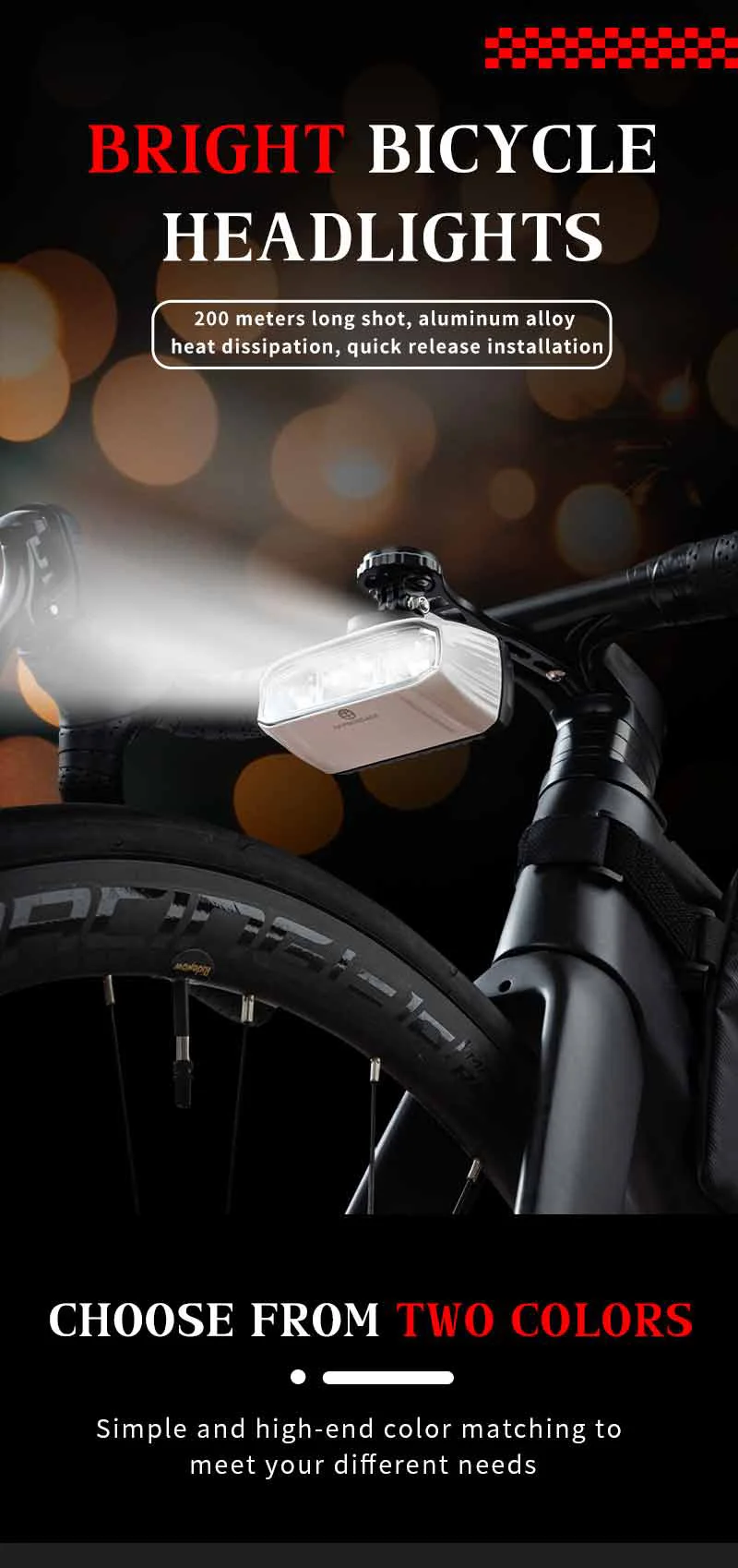 Luce LED Per Bici Ricaricabile USB - 1080 Lumen, 5 Modalità, Lega Alluminio, Impermeabile IP45 Per MTB E Bici Da Strada
