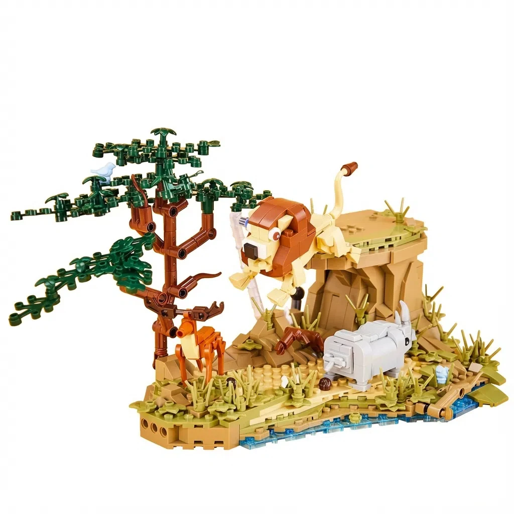 OUZEY Safari Adventure Building Blocks, kit modello animale con oltre 14 microparticelle, regalo giocattolo educativo STEM per ragazzi e adolescenti