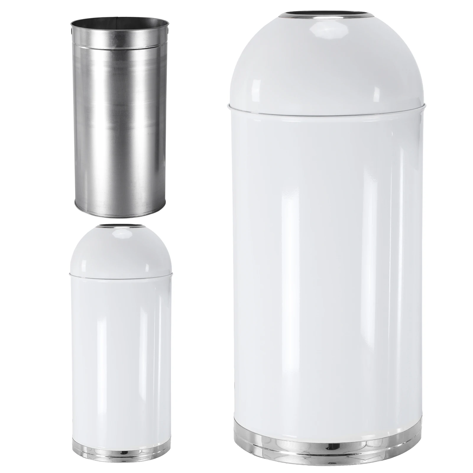 

58-литровое цилиндрическое мусорное ведро с вынимаемым внутренним контейнером, уличный урна для мусора, подходит для отелей, ресторанов и кофеен