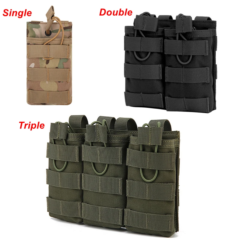 Single Double Triple Tactical Magazine Pouches Molle Outddor Hunting Airsoft Shooting for AK M4 Rifle Magazines Bags
